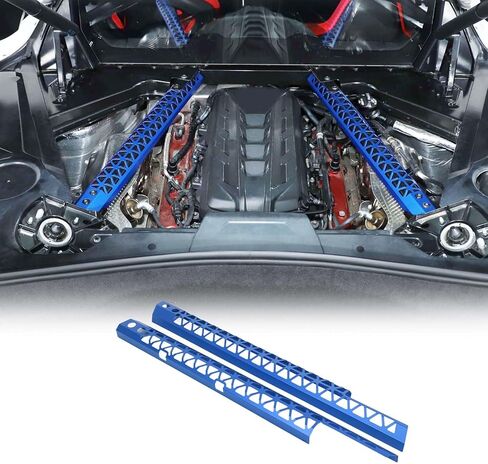 Engine Compartment Pull Bar Trim Strip Compatible with Chevrolet Corvette C8 2020-2025, Aluminum Engine Bay Strut Bar Trim Cover Accessories, 2PCS, Style C (Red) in Saudi Arabia
