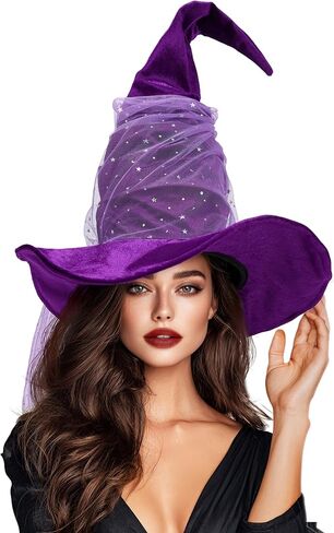 Ibeauti Witch Hat Women Large Ruched Halloween Witch Hat Costume Accessory for Party in Saudi Arabia