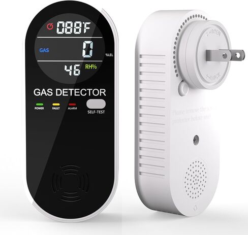 Natural Propane Gas Detector,3 in 1 Plug-in Combustible Gas Leak Detector Monitor(Gas, Temperature and Humidity Display) for Home & RV Leak Alarm for LNG, LPG, Methane (1) in Kuwait