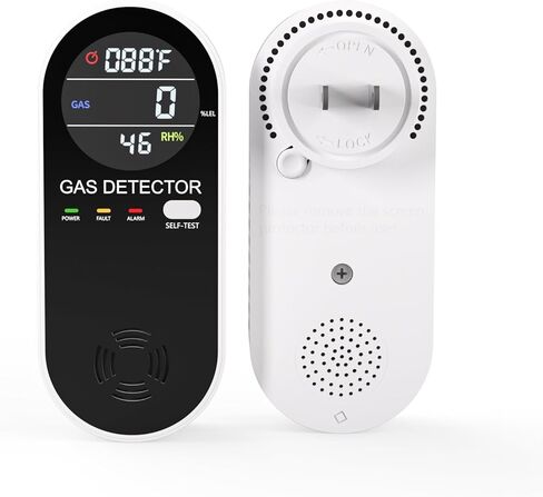 Natural Propane Gas Detector,3 in 1 Plug-in Combustible Gas Leak Detector Monitor(Gas, Temperature and Humidity Display) for Home & RV Leak Alarm for LNG, LPG, Methane (1) in Kuwait