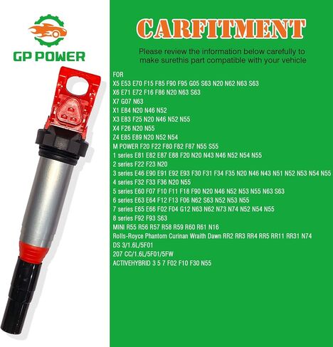 ملف الإشعال UF667 12138616153 مجموعة من 1 متوافقة مع BMW 1 2 3 4 5 6 7 8 Series X1 X3 X4 X5 X6 X7 MINI R55 R56 N16 N46 N20 N52 N54 N55 N63 S63 N73 L4 L6 V8 V12 E&F Series Chassis in Saudi Arabia