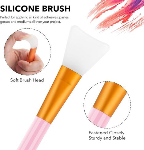 4 Pcs Silicone Craft Brush, Spatula Mixed Media Brushes; Reusable Resin Epoxy Brushes Set Spreading Toolfor DIY Painting Mixing & Spreading to Glitter TumblersArt Blending Tool (4 Color) in Saudi Arabia