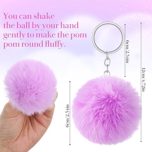 10Pcs Pom Pom Keychain Rabbit Faux Fur Ball Keychain Synthetic Artificial Fluffy Colorful Soft Plush Pompoms Car Key Ring Puff Ball with Keychains Hooks in Kuwait