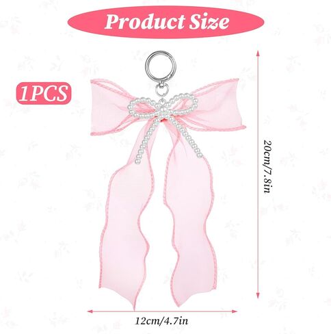 Pink Bow Keychain with Pearl,Bow Bag Charm-Cute Keychain Charms Purse Charms for Women Ribbon Car Key Chain Accessories Christmas Gifts in Saudi Arabia