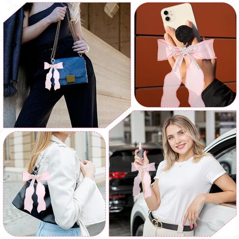 Pink Bow Keychain with Pearl,Bow Bag Charm-Cute Keychain Charms Purse Charms for Women Ribbon Car Key Chain Accessories Christmas Gifts in Saudi Arabia