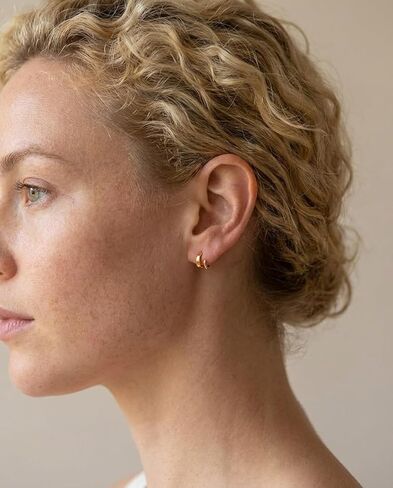 Gold Spiral Ear Cuff Earrings for Women - Double Hoop Illusion No Back Earrings - Minimalist Hammered Twist Arc Hoops for Multi Piercing Look in Kuwait