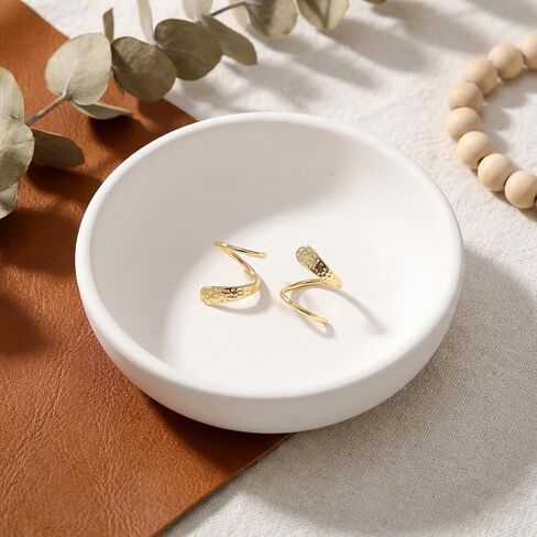 Gold Spiral Ear Cuff Earrings for Women - Double Hoop Illusion No Back Earrings - Minimalist Hammered Twist Arc Hoops for Multi Piercing Look in Kuwait