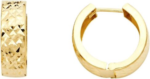 14k REAL Yellow Gold 5mm Thickness Huggie Hoop Earrings (15mm Diameter) in Saudi Arabia