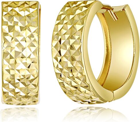 14k REAL Yellow Gold 5mm Thickness Huggie Hoop Earrings (15mm Diameter) in Saudi Arabia