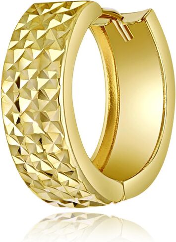 14k REAL Yellow Gold 5mm Thickness Huggie Hoop Earrings (15mm Diameter) in Saudi Arabia