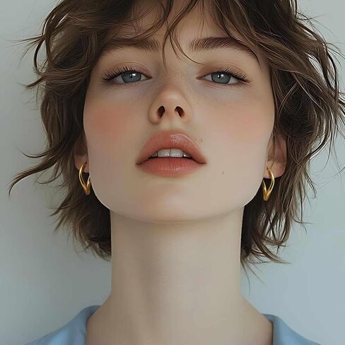 AMELINE 14K أقراط الذهب 14K أقراط الذهب هوب للنساء العصرية تويست الكمثرى مثل صورة ظلية هيبوالرجينيك كبيرة هوب القرط للنساء 30mm in Saudi Arabia