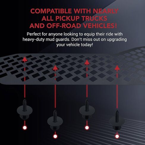 Mud Flaps for Pickup Trucks Heavy-Duty Accessories, Splash Guard, Fender Slush Guard for SUVs Vans, Universal All Weather Guardabarros para Auto Front & Rear, Impact-Resistant, 4PCS (Black) in Saudi Arabia