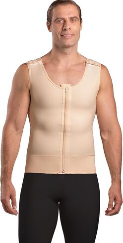 Isavela Male Abdominal Cosmetic Surgery Compression Vest W/Zipper (MG03) (MD, Beige) in Saudi Arabia