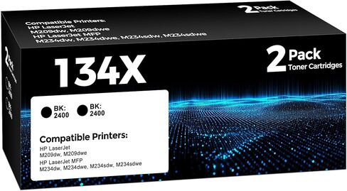 134X Black Toner Cartridge 2 Packs Replacement for HP 134A 134X High Yield Printer Toner Compatible with HP LaserJet M209dw M209dwe MFP M234dw M234dwe M234sdw M234sdwe in Kuwait