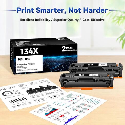 134X Black Toner Cartridge 2 Packs Replacement for HP 134A 134X High Yield Printer Toner Compatible with HP LaserJet M209dw M209dwe MFP M234dw M234dwe M234sdw M234sdwe in Kuwait