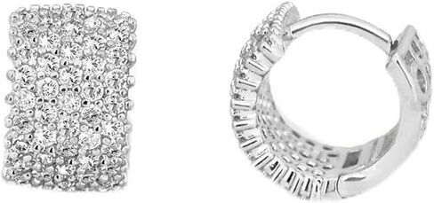 Altitude Boutique CZ Wide Pave Huggie Earrings | Small and Wide CZ Hoops | 14K Gold-Plated or Rhodium-Plated | Modern Cubic Zirconica Hoop Earrings for Women in Saudi Arabia