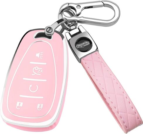 غطاء GripKeyShell™ for Chevy Key Fob، مصنوع من مادة TPU الناعمة مع سلسلة مفاتيح تناسب Equinox Malibu Camaro Traverse Blazer Cruze Trax Bolt in Saudi Arabia