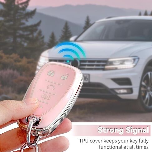 غطاء GripKeyShell™ for Chevy Key Fob، مصنوع من مادة TPU الناعمة مع سلسلة مفاتيح تناسب Equinox Malibu Camaro Traverse Blazer Cruze Trax Bolt in Saudi Arabia