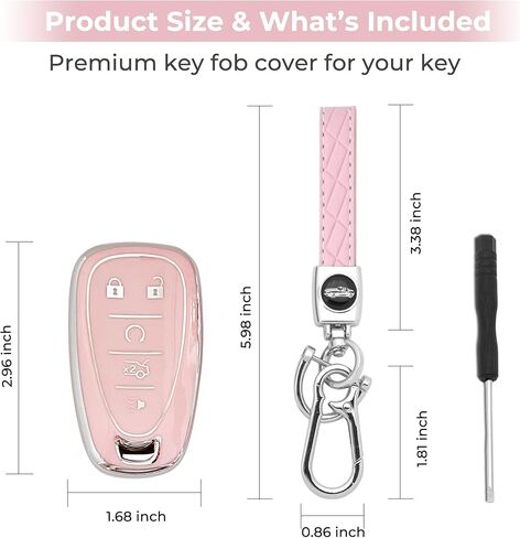 غطاء GripKeyShell™ for Chevy Key Fob، مصنوع من مادة TPU الناعمة مع سلسلة مفاتيح تناسب Equinox Malibu Camaro Traverse Blazer Cruze Trax Bolt in Saudi Arabia