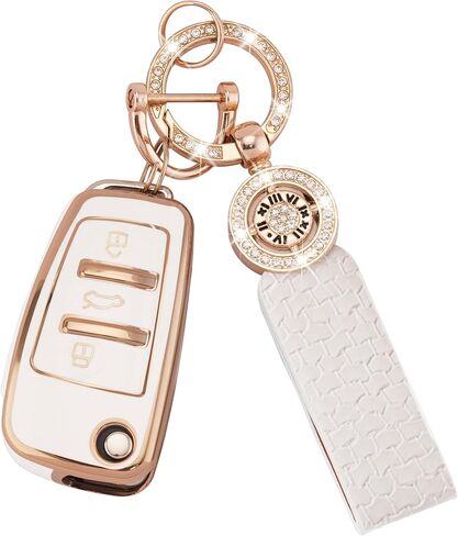 for Honda Key Fob Cover 5 Buttons Soft TPU Smart Car Key Case for 2026 2025 2024 2023 2022 Honda 5 Buttons Civic Accord Pilot CR-V HR-V Key Protector with Bling Leather Keychain (C-BP-Hod-5R) in Saudi Arabia