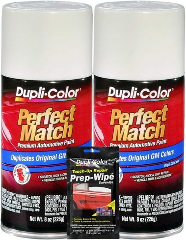 طلاء سيارات Dupli-Color Dover/Arctic White مطابق تمامًا لمركبات جنرال موتورز - 8 أونصة، حزم مع مناديل إعدادية in Saudi Arabia