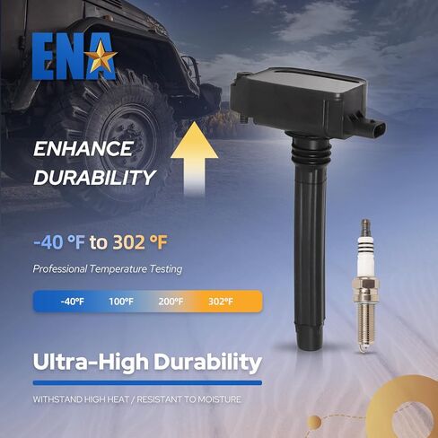 مجموعة ENA مكونة من 6 ملفات إشعال وشمعات إشعال إيريديوم متوافقة مع جيب جراند شيروكي رانجلر دودج دورانجو كرايسلر باسيفيكا رام 1500 V6 3.6L 2016-2018 بديلة لـ 68223569AD UF807 93175 in Saudi Arabia