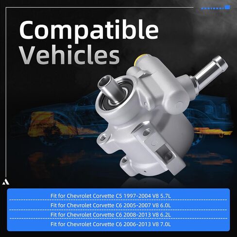 20-822 Power Steering Pump for Chevrolet Corvette C5 1997-2004, for Chevrolet Corvette C6 2005-2013, V8 5.7L 6.0L 6.2L 7.0L, Power Assist Pump Replace# 20822, 55-63106, 733-0120, 5563106 in Kuwait