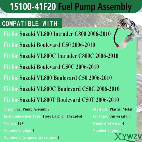 Fuel Pump Assembly Fit for Suzuki VL800 Intruder C800 Boulevard C50 C50C C50T 2006-2010 Replace 15100-41F20 1510041F20, VL800 Fuel Pump Replacement Parts in Saudi Arabia