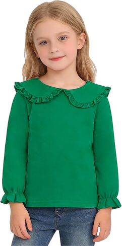 Magic Park 12M-6Y Baby Girl Long Sleeve Blouse Toddler Ruffle T-Shirt Kid Solid Color Tee Casual Tops Winter Clothes in Kuwait