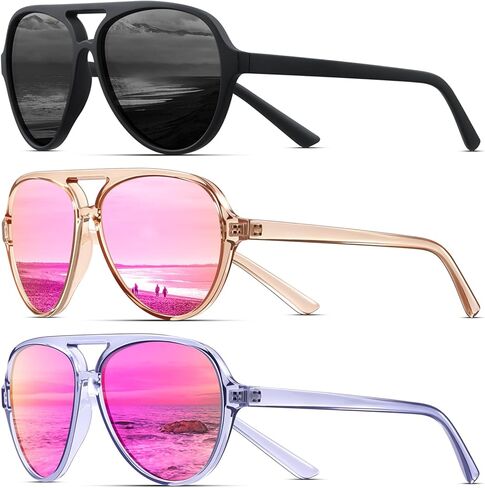 KUGUAOK Polarized Aviator Sunglasses for Women Sporty Style Running Sun Glasses Tangle Free Frame Vintage Trendy Shades in Kuwait