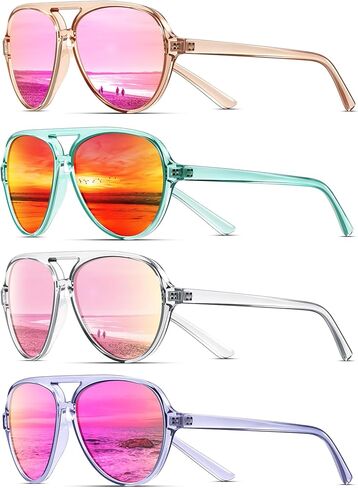 KUGUAOK Polarized Aviator Sunglasses for Women Sporty Style Running Sun Glasses Tangle Free Frame Vintage Trendy Shades in Saudi Arabia
