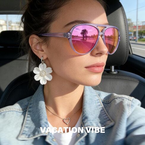 KUGUAOK Polarized Aviator Sunglasses for Women Sporty Style Running Sun Glasses Tangle Free Frame Vintage Trendy Shades in Saudi Arabia