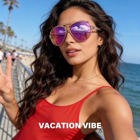KUGUAOK Polarized Aviator Sunglasses for Women Sporty Style Running Sun Glasses Tangle Free Frame Vintage Trendy Shades in Saudi Arabia