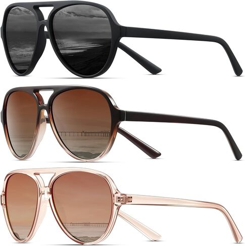 KUGUAOK Polarized Aviator Sunglasses for Women Sporty Style Running Sun Glasses Tangle Free Frame Vintage Trendy Shades in Saudi Arabia