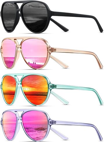 KUGUAOK Polarized Aviator Sunglasses for Women Sporty Style Running Sun Glasses Tangle Free Frame Vintage Trendy Shades in Saudi Arabia