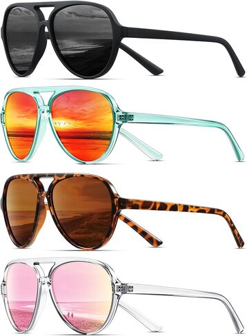 KUGUAOK Polarized Aviator Sunglasses for Women Sporty Style Running Sun Glasses Tangle Free Frame Vintage Trendy Shades in Saudi Arabia