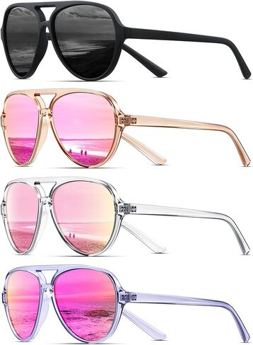 KUGUAOK Polarized Aviator Sunglasses for Women Sporty Style Running Sun Glasses Tangle Free Frame Vintage Trendy Shades in Saudi Arabia