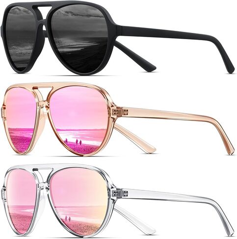 KUGUAOK Polarized Aviator Sunglasses for Women Sporty Style Running Sun Glasses Tangle Free Frame Vintage Trendy Shades in Saudi Arabia