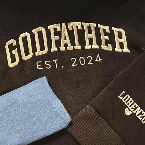 GodLover Personalized Embroidered Godmother & Godfather Hoodies Sweatshirt with Kids Name on Sleeve, Godparent Gifts, Godmother Proposal Gift, Will You Be My Godmother in Kuwait