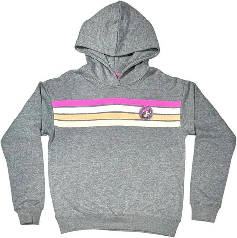Buc-ee's Gray Hoodie Sweatshirt with Pink and Yellow Striped Design, Long Sleeve Pullover with Hood 2026 in Saudi Arabia