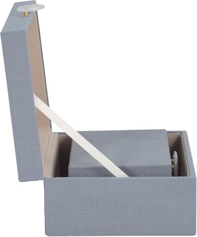 Sagebrook Home Set of 2 Decorative Storage Boxes with Lids - Fabric Covered MDF & Wood, Acrylic Handles - Home & Office Organizer - 9" & 7" Blue in Kuwait