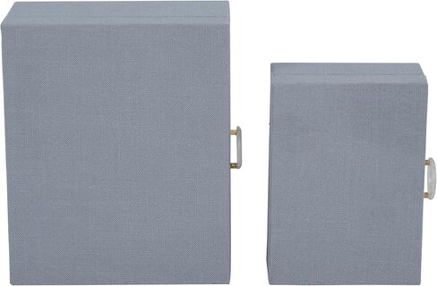 Sagebrook Home Set of 2 Decorative Storage Boxes with Lids - Fabric Covered MDF & Wood, Acrylic Handles - Home & Office Organizer - 9" & 7" Blue in Kuwait