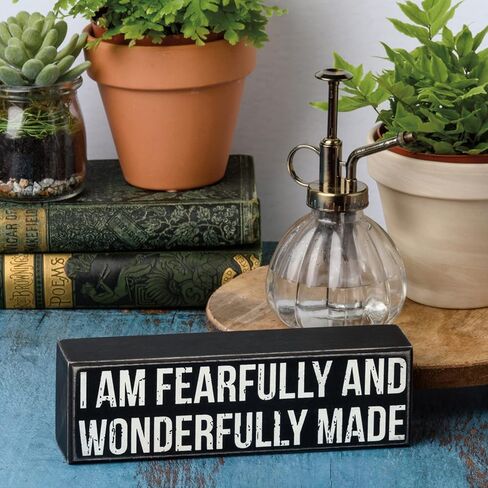 Primitive by Kathy 113231 I Am Fearfully And Wonderfully Made Box Sign, 8-inch Length in Saudi Arabia
