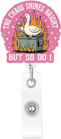 Funny Goose Nurse Badge Reel, The Chaos Shines Bright Dumpster Fire Badge Holder with Retractable Clip, Cute Gifts for Nursing Student RN LPN CNA MA Medical Worker Teacher Doctor in Kuwait