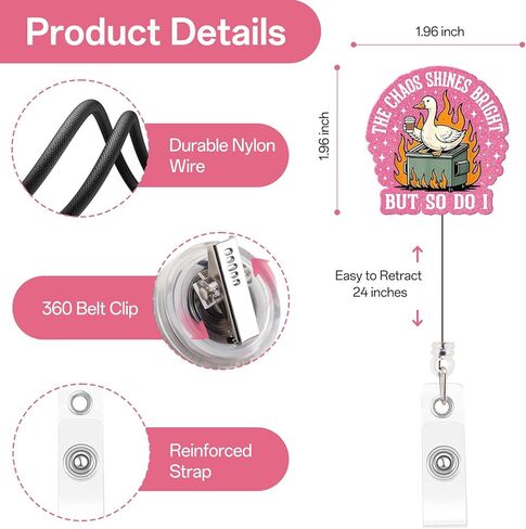 Funny Goose Nurse Badge Reel, The Chaos Shines Bright Dumpster Fire Badge Holder with Retractable Clip, Cute Gifts for Nursing Student RN LPN CNA MA Medical Worker Teacher Doctor in Kuwait