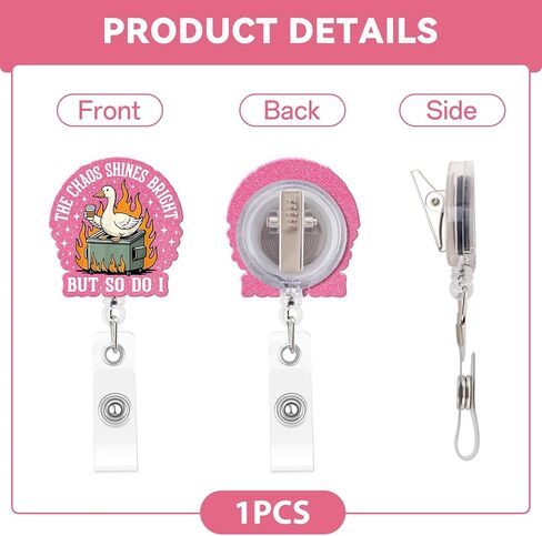 Funny Goose Nurse Badge Reel, The Chaos Shines Bright Dumpster Fire Badge Holder with Retractable Clip, Cute Gifts for Nursing Student RN LPN CNA MA Medical Worker Teacher Doctor in Kuwait