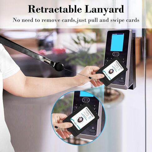 حامل شارة الهوية Conisy مع حبل قابل للسحب، حامل بطاقة الهوية من جلد البولي يوريثان عمودي مع فتحتين للبطاقات للنساء والرجال (حامل شارة الهوية أسود) in Kuwait