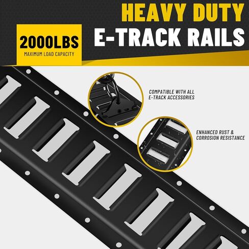 E-Track Tie-Down Rail Kit – Heavy-Duty (4) 5ft E-Track Rails, (4) 2" x 10' Ratchet Straps, 4 V-Ring Tie-Offs, 8 O-Ring Anchors & 8 End Caps for Cargo, Trailers, Trucks, Vans & Motorcycles in Kuwait