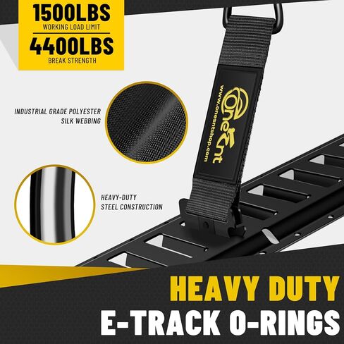 E-Track Tie-Down Rail Kit – Heavy-Duty (4) 5ft E-Track Rails, (4) 2" x 10' Ratchet Straps, 4 V-Ring Tie-Offs, 8 O-Ring Anchors & 8 End Caps for Cargo, Trailers, Trucks, Vans & Motorcycles in Kuwait