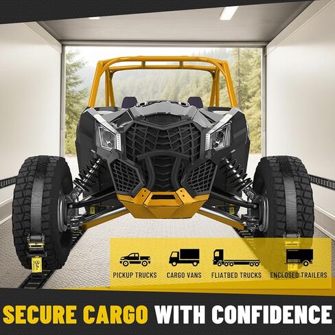 E-Track Tie-Down Rail Kit – Heavy-Duty (4) 5ft E-Track Rails, (4) 2" x 10' Ratchet Straps, 4 V-Ring Tie-Offs, 8 O-Ring Anchors & 8 End Caps for Cargo, Trailers, Trucks, Vans & Motorcycles in Kuwait